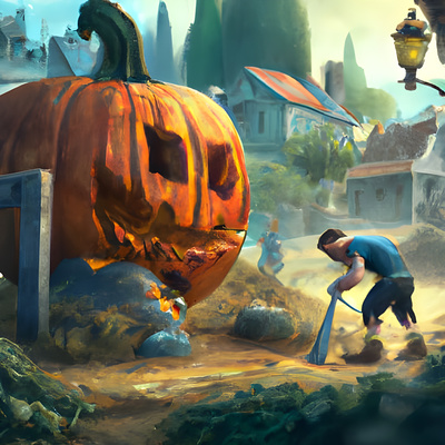 1x07 calabaza gigante en poblado estilo medieval - portada tanto arte 1x07 halloween